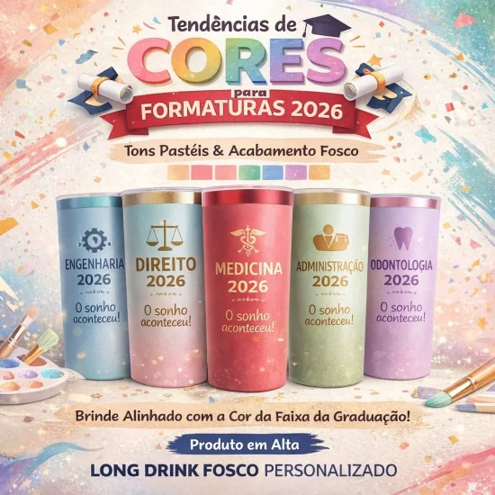 Tendências de Cores para Formaturas em 2026: Como Escolher o Brinde Perfeito para sua Turma Tendências de Cores para Formaturas em 2026: Como Escolher o Brinde Perfeito para sua Turma