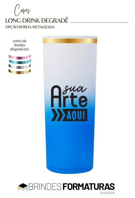 Copo Long Drink Borda Metalizada Copo Long Drink Borda Metalizada