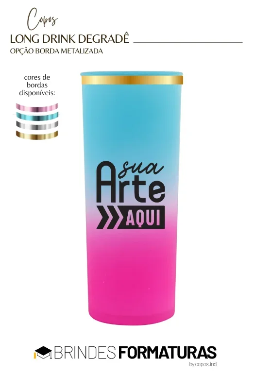 Copo Long Drink Borda Metalizada Copo Long Drink Borda Metalizada