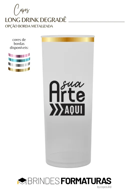 Copo Long Drink Borda Metalizada Copo Long Drink Borda Metalizada
