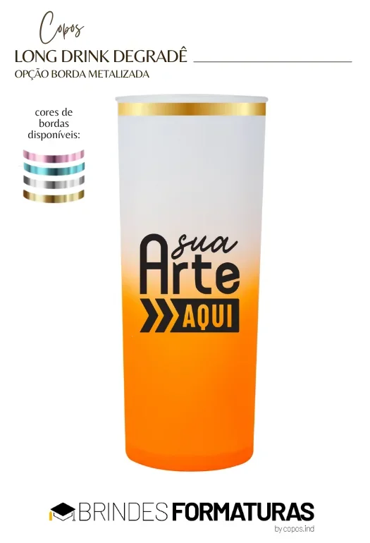 Copo Long Drink Borda Metalizada Copo Long Drink Borda Metalizada