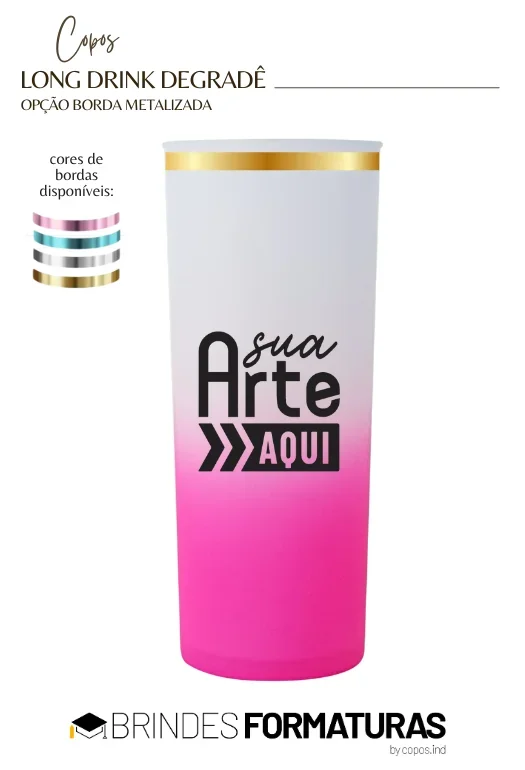 Copo Long Drink Borda Metalizada Copo Long Drink Borda Metalizada