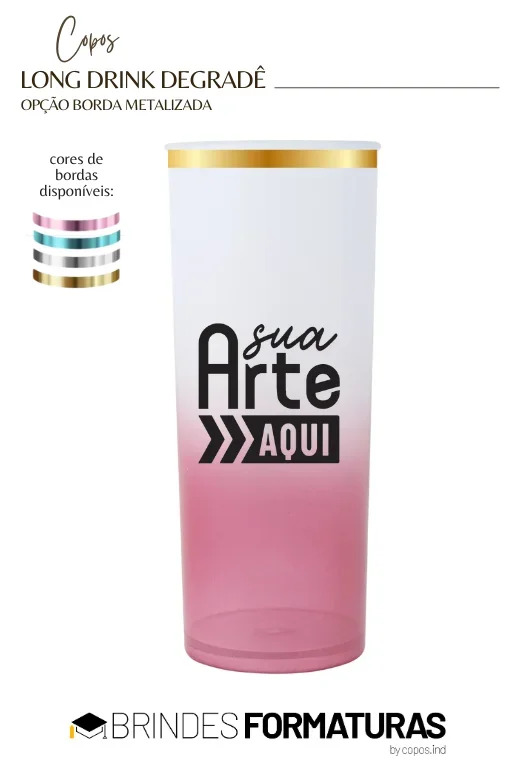 Copo Long Drink Borda Metalizada Copo Long Drink Borda Metalizada