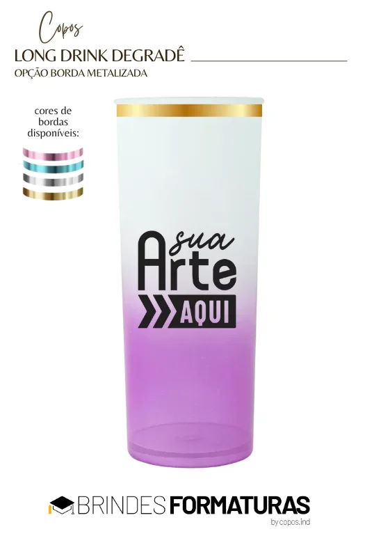 Copo Long Drink Borda Metalizada Copo Long Drink Borda Metalizada