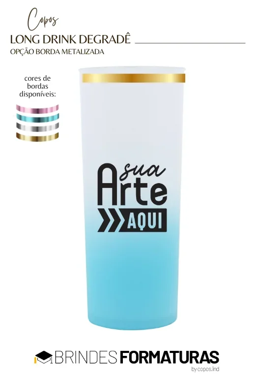 Copo Long Drink Borda Metalizada Copo Long Drink Borda Metalizada
