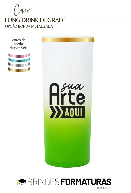 Copo Long Drink Borda Metalizada Copo Long Drink Borda Metalizada