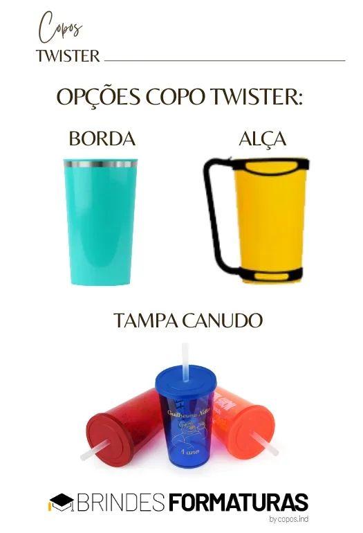 Copo Twister com Borda Metalizada