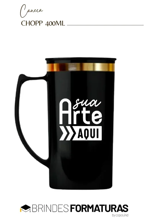 Caneca de Chopp borda metalizada Caneca de Chopp borda metalizada